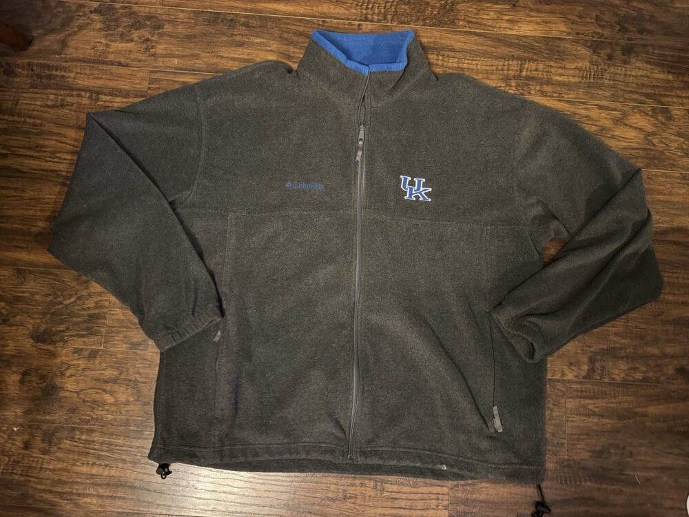 Kentucky Wildcats Jacket Mens Gray NCAA Basketball Columbia Full Zip Sz:XXL